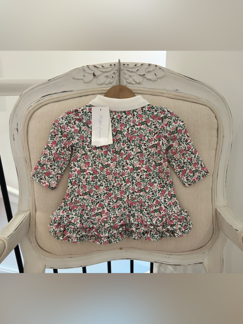 🦢 3 Mth Ralph Lauren 100% Cotton Floral Ruffle Polo Baby Dress with Bloomers NWT - Picture 7 of 16